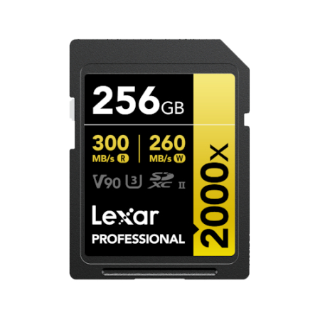 Lexar Professional 2000x SDXC UHS-II Gold - karta pamięci SDXC, 256GB (U3, V90, R300/W260)