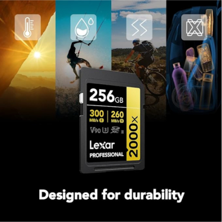 Lexar Professional 2000x SDXC UHS-II Gold - karta pamięci SDXC, 256GB (U3, V90, R300/W260)