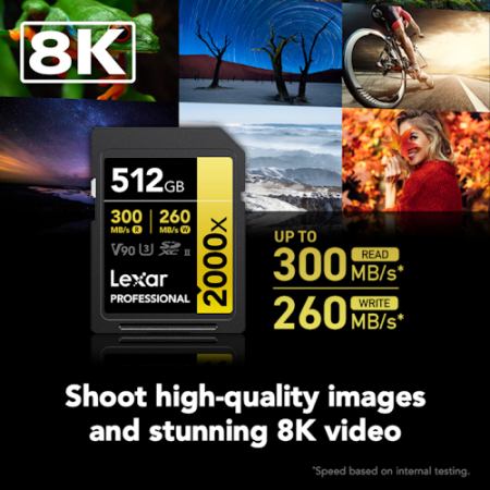 Lexar Professional 2000x SDXC UHS-II Gold - karta pamięci SDXC, 512GB (U3, V90, R300/W260)