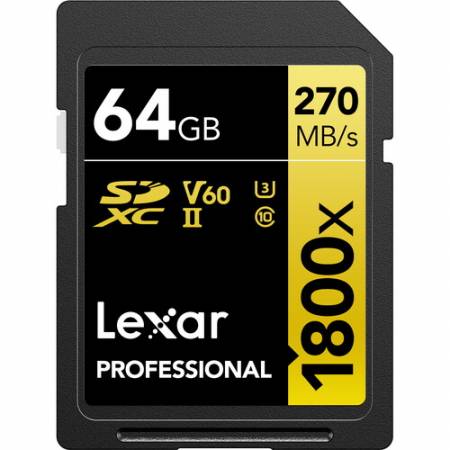 Lexar Professional 1800x SDXC U3 (V60) UHS-II  - karta pamięci 64GB, R270/W180