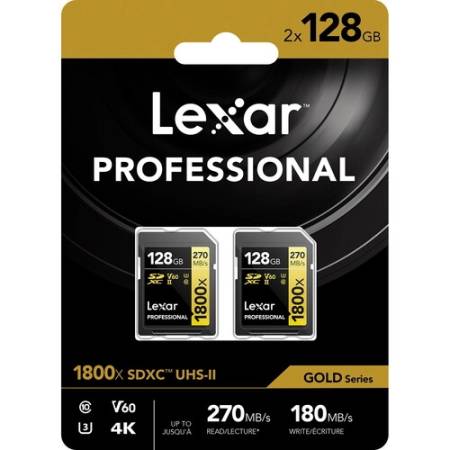 Lexar Professional 1800x SDXC U3 (V60) UHS-II - karta pamięci 128GB, R270/W180, 2-pack
