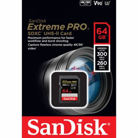 SanDisk SDSDXDK-064G-GN4IN - karta EXTREME PRO SDXC 64GB 300MB/s V90 UHS-II