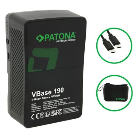 PATONA 9418 Premium Vbase 190 - akumulator V-Mount (PD100, 190Wh, USB-C, USB-A, D-Tap)