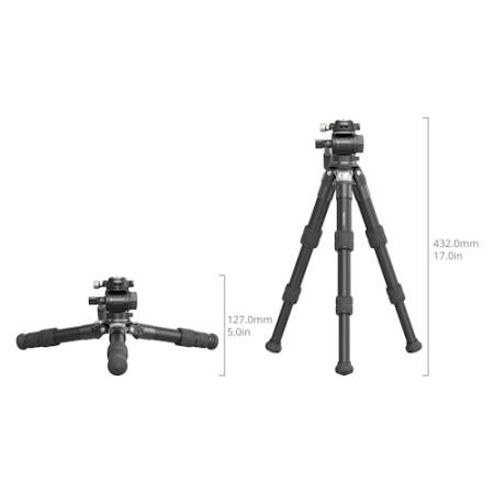 SmallRig 5025 - statyw z głowicą, wymiary, rozłożony