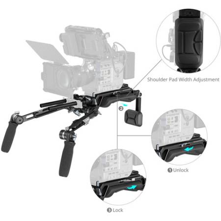 Smallrig 5199 SR009 - stabilizator, profesjonalny rig naramienny z bazą i podkładką (HawkLock, typu VCT-14, udźwig 20kg) - przykład użycia