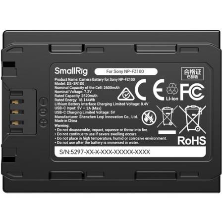 SmallRig 5297 - zamiennik, akumulator Sony NP-FZ100 (USB-C, wskaźnik LED, 2600mAh)