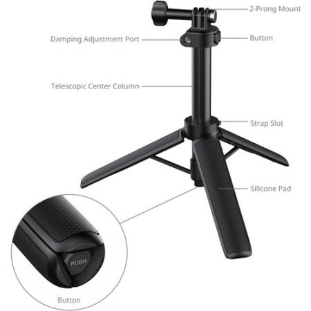 SmallRig 5725 - 2w1, selfie stick i mini statyw do kamer sportowych (udźwig 0.5kg, 18-52cm) - detale