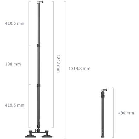 SmallRig 5843 - zaawansowany zestaw do montażu kamer sportowych na samochodach, z przyssawkami - wymiary