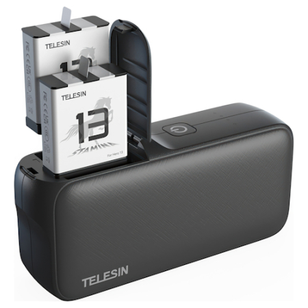 Telesin S0-PB-01-TGP - dwukanałowa ładowarka, powerbank do akumulatorów do GoPro Hero 13 (20W, 1000mAh, USB-C, USB-A)