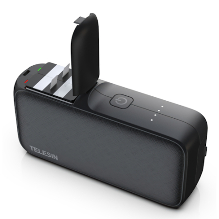 Telesin S0-PB-01-TGP - dwukanałowa ładowarka, powerbank do akumulatorów do GoPro Hero 13 (20W, 1000mAh, USB-C, USB-A) - przykład użycia