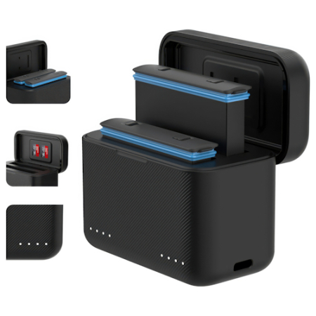 Telesin S2-HNB-09 - ładowarka dwukanałowa do akumulatorów do Insta360 X3 (USB-C, 2x slot na microSD)