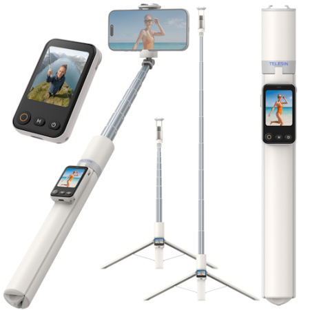Telesin P1-CSS-02 - 2w1, statyw i selfie stick z monitorem podglądowym do smartfonów (35-172cm, MagSafe)