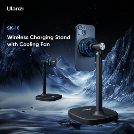 Ulanzi SK-10 (M020) - bezprzewodowa, magnetyczna podstawka ładująca z systemem chłodzącym do smartfona (USB-C) - przykład użycia