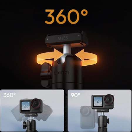 Ulanzi MT66 - 3w1, mini statyw i selfie stick do DJI Action (z mocowaniem do plecaka i szybkozłączką) - przykład użycia