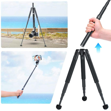 Ulanzi MT-63 (T028GBB1) - statyw 2w1 z głowicą kulową z uchwytem do smartfona (funkcja monopodu/selfie stick, udźwig 4kg, 26,5-145cm) - przykład użycia