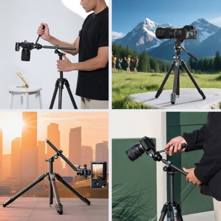 Ulanzi JJ06 GlideGo (T081) - zestaw, statyw Carbon + kulowa głowica video 360° (44-187cm, udźwig 5kg) - przykład użycia