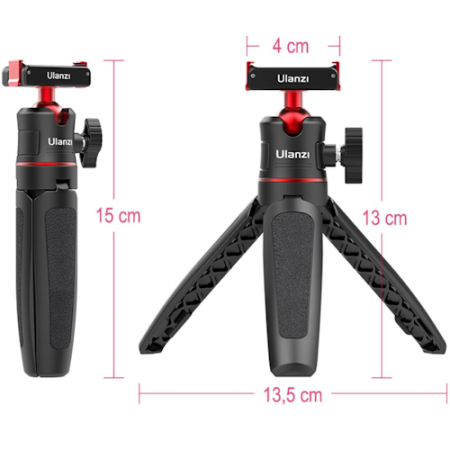 Ulanzi MT-50 - 2w1, mini statyw i selfie stick do kamer DJI Osmo Action (13-27cm) - wysokość