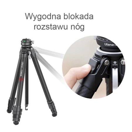 Ulanzi Zero F38 (3131) - zestaw, statyw Carbon + głowica panoramiczna (funkcja monopodu, 0-166cm, udźwig 6kg) - blokada