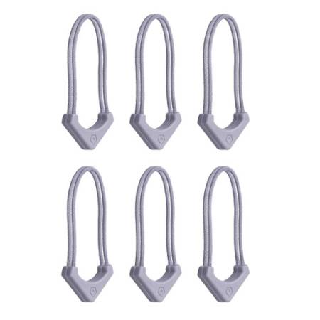 Wandrd Worryless Locking Zipper Pullers - uchwyty / przywieszki do zamków błyskawicznych, 6 sztuk (fioletowe) - zawartoś