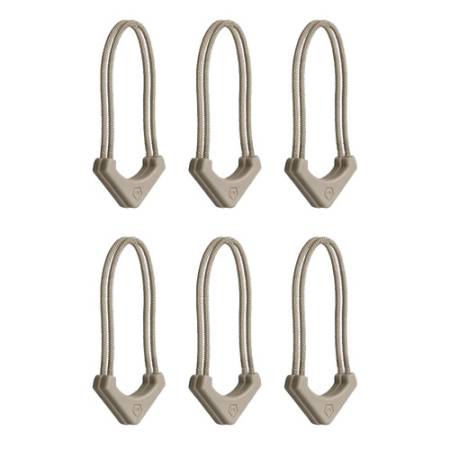 Wandrd Worryless Locking Zipper Pullers - uchwyty / przywieszki do zamków błyskawicznych, 6 sztuk (beżowe) - zawartość