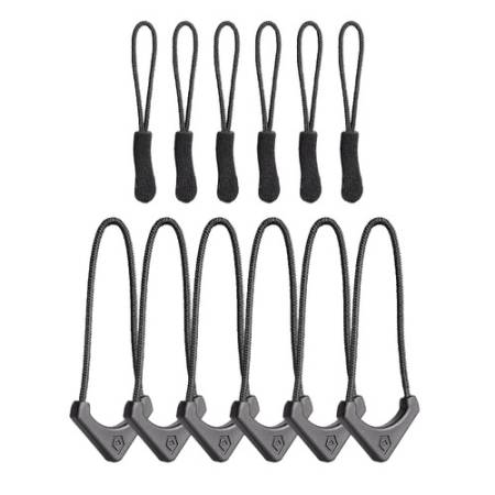 Wandrd Zipper Pullers - uchwyty / przywieszki do zamków błyskawicznych, 12 sztuk (czarne) - zawartość zestawu