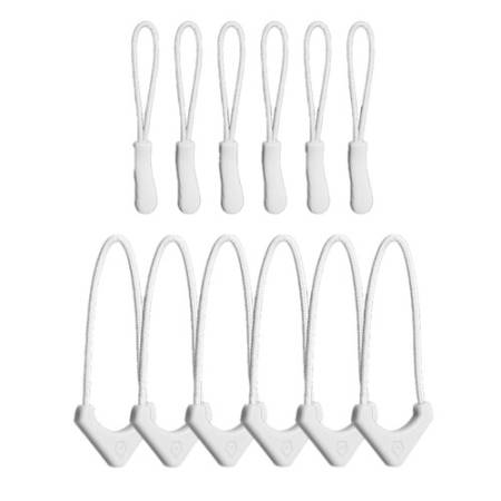 Wandrd Zipper Pullers - uchwyty / przywieszki do zamków błyskawicznych, 12 sztuk (białe) - zawartość zestawu