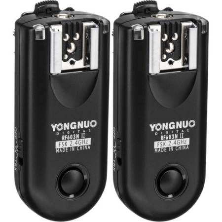 Yongnuo RF603N II - zestaw, wyzwalacze radiowe z kablem N3, NikonYongnuo RF603N II - zestaw, wyzwalacze radiowe z kablem