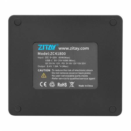Zitay NP-F - ładowarka 4-kanałowa do akumulatorów Sony NP-F z zasilaczem