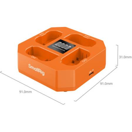 Smallrig 5747 - czterokanałowa ładowarka do akumulatorów EN-EL15c (USB-C PD 45W) - wymiary