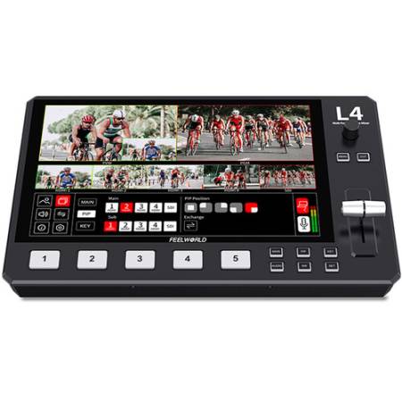 Feelworld L4 - mixer video do livestreamingu, monitor LCD 10.1